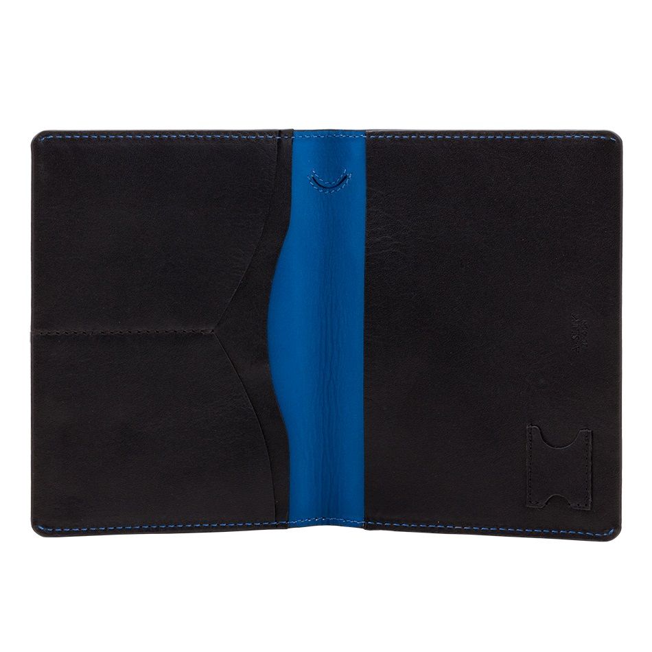 A-SLIM Leather Passport Holder Hoshi - Black